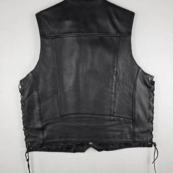 Milwaukee Leather Vintage Black Mens Lace Up Sides Buffalo Nickle Snaps Size 48